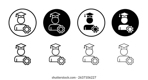 Engineering education icon Black line art vector logo set