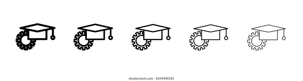 Engineering education icon flat illustration set logo