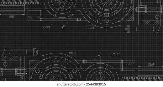 Engineering education.Technology background. Technical drawing .Vector illustration .