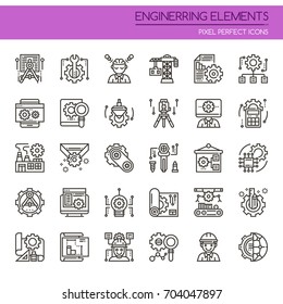 Engineering Elements , Thin Line and Pixel Perfect Icons

