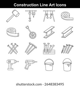 Engineering Equipment Icons  on white background 