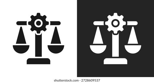 Icono de ética de ingeniería en estilo de glifo blanco y negro