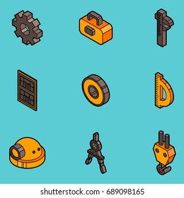 Engineering flat outline icons