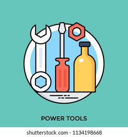 Engineering gadgets in an icon boosting concept for power tools icon 