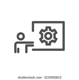 Engineering and gear icon outline and linear vector.
