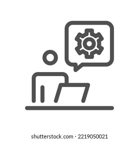 Diseño y contorno de icono de engranajes y vector lineal.
