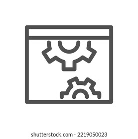 Engineering and gear icon outline and linear vector.
