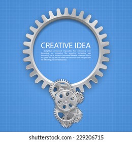 Engineering gear idea on paper. Vector illustration