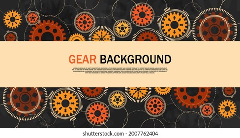 Engineering gear Orange on black background With technology-style network EP.7.Hi-tech communication concept innovation background vector 