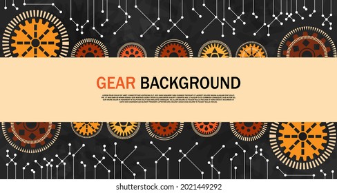 Engineering gear Orange on black background With technology-style network EP.9.Hi-tech communication concept innovation background vector 