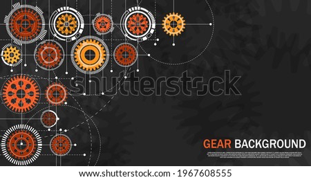 Engineering gear Orange on black background With technology-style network EP.2.Used to decorate on message boards, advertising boards, publications and other works