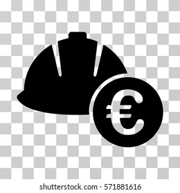 Engineering Helmet And Euro icon. Vector illustration style is flat iconic symbol, black color, transparent background. Designed for web and software interfaces.
