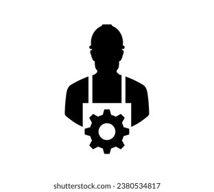 Ingenieurwesen, Helm, Sicherheitsweste, Bauarbeitersymbol. Bauunternehmer, Bauherr oder Techniker mit Sicherheitsausrüstung. Workforce-Zeichen aus der Betriebsführung Vektordesign und Illustration.