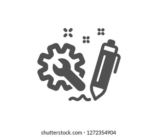 Engineering icon. Cogwheel and Wrench tool sign. Quality design element. Classic style icon. Vector