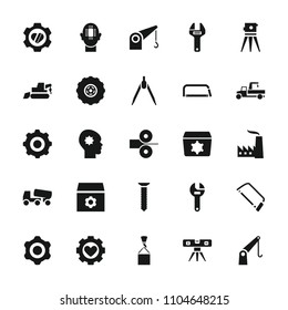 Engineering icon. collection of 25 engineering filled icons such as gear, wrench, excavator, concrete mixer, theodolite. editable engineering icons for web and mobile.
