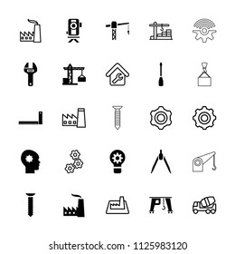 Engineering icon. collection of 25 engineering filled and outline icons such as construction crane, compass, factory. editable engineering icons for web and mobile.
