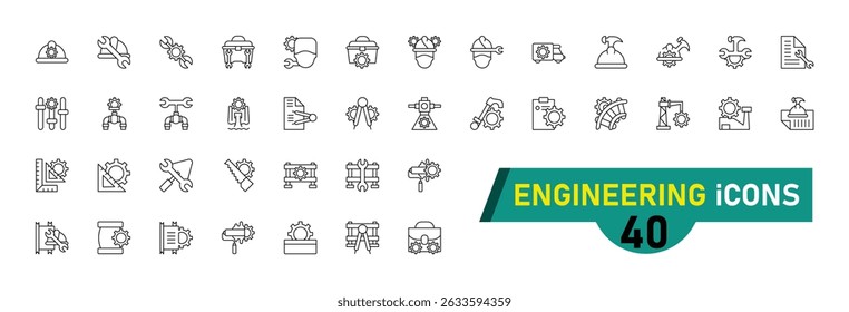Engineering icon collection, with editable stroke. Engineering thin line icon set. Vector illustration.