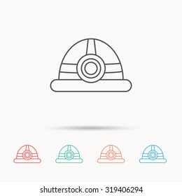 Engineering icon. Engineer or worker helmet sign. Linear icons on white background. Vector