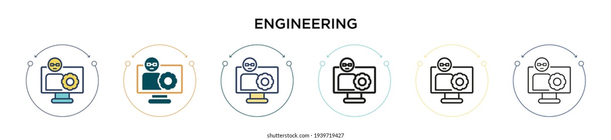 Engineering icon in filled, thin line, outline and stroke style. Vector illustration of two colored and black engineering vector icons designs can be used for mobile, ui, web