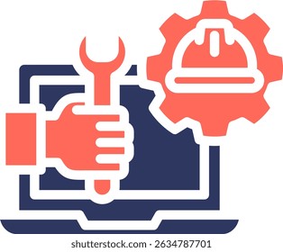 Ilustración vectorial de color de glifo de icono de ingeniería de TI