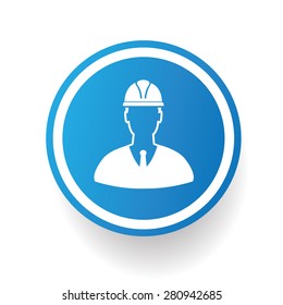 Engineering icon on blue button,white background,clean vector