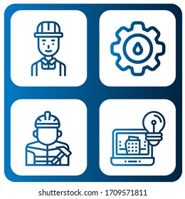 engineering icon set. Collection of Engineer, Cogwheel, Builder, Architecture icons