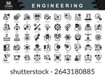 The Engineering icon set defines key drivers of technical success such as innovation, problem solving, and precision, ideal for design processes, system development, and industrial applications.