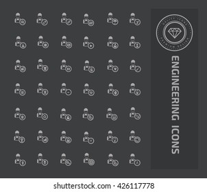 Engineering icon set on clean background,vector