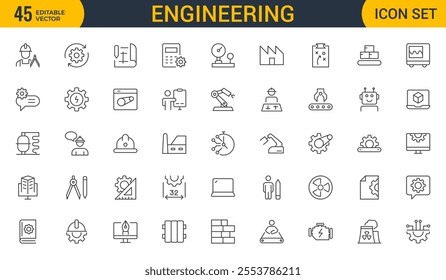 Engineering Icon Set: Precision-crafted icons for mechanical, civil, electrical, and software engineering projects.