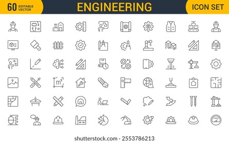 Engineering Icon Set: Precision-crafted icons for mechanical, civil, electrical, and software engineering projects.