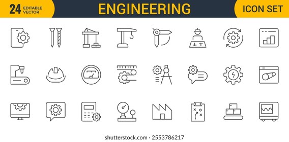 Engineering Icon Set: Precision-crafted icons for mechanical, civil, electrical, and software engineering projects.