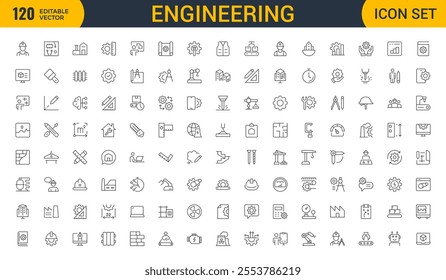 Engineering Icon Set: Precision-crafted icons for mechanical, civil, electrical, and software engineering projects.