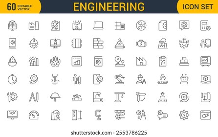 Engineering Icon Set: Precision-crafted icons for mechanical, civil, electrical, and software engineering projects.