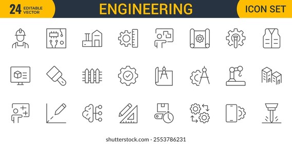 Engineering Icon Set: Precision-crafted icons for mechanical, civil, electrical, and software engineering projects.