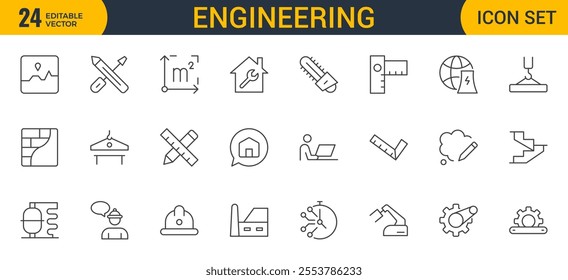 Engineering Icon Set: Precision-crafted icons for mechanical, civil, electrical, and software engineering projects.