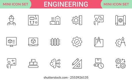 Engineering Icon Set: Precision-crafted icons for mechanical, civil, electrical, and software engineering projects.