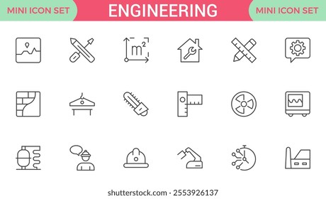 Engineering Icon Set: Precision-crafted icons for mechanical, civil, electrical, and software engineering projects.