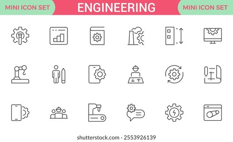 Engineering Icon Set: Precision-crafted icons for mechanical, civil, electrical, and software engineering projects.