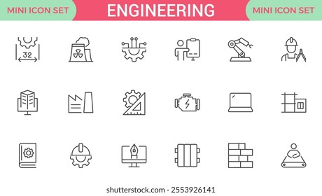 Engineering Icon Set: Precision-crafted icons for mechanical, civil, electrical, and software engineering projects.