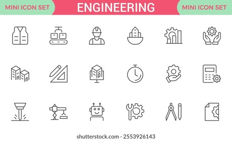 Engineering Icon Set: Precision-crafted icons for mechanical, civil, electrical, and software engineering projects.