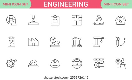 Engineering Icon Set: Precision-crafted icons for mechanical, civil, electrical, and software engineering projects.