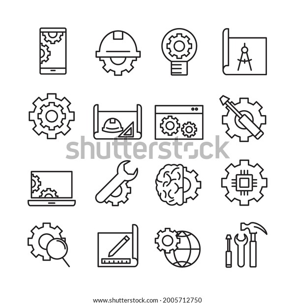 Engineering Icon Engineering Set Symbol Vector Stock Vector (Royalty ...