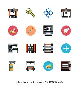 engineering icon set. vector set about cutter, airscrew, bulldozer and spray icons set.