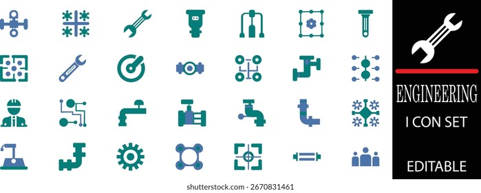 Um ícone de engenharia define uma ilustração vetorial .