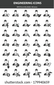 Engineering icon set,Black version,vector