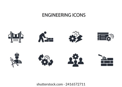 Engineering icon set.vector.Editable stroke.linear style sign for use web design,logo.Symbol illustration.