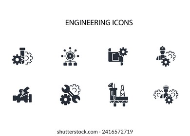 Engineering icon set.vector.Editable stroke.linear style sign for use web design,logo.Symbol illustration.