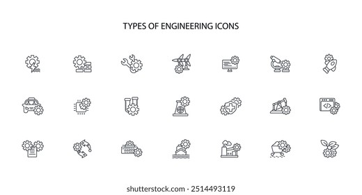 Engineering icon set.vector.Editable stroke.linear style sign for use web design,logo.Symbol illustration.