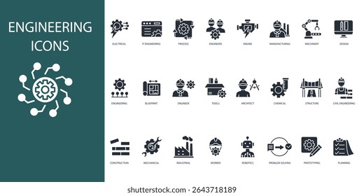 engineering icon set.vector.Editable stroke.linear style sign for use web design,logo.Symbol illustration.