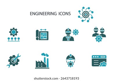 engineering icon set.vector.Editable stroke.linear style sign for use web design,logo.Symbol illustration.